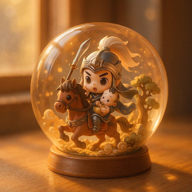 把故事场景融入水晶球中提示词（修改中括号【】内文字为故事场景描述，成语、故事、小故事都可以）：一枚精致的水晶球静静摆放在窗户旁温暖柔和的桌面上，背景虚化而朦胧，暖色调的阳光轻柔地穿透水晶球，折射出点点金光，温暖地照亮了四周的微暗空间